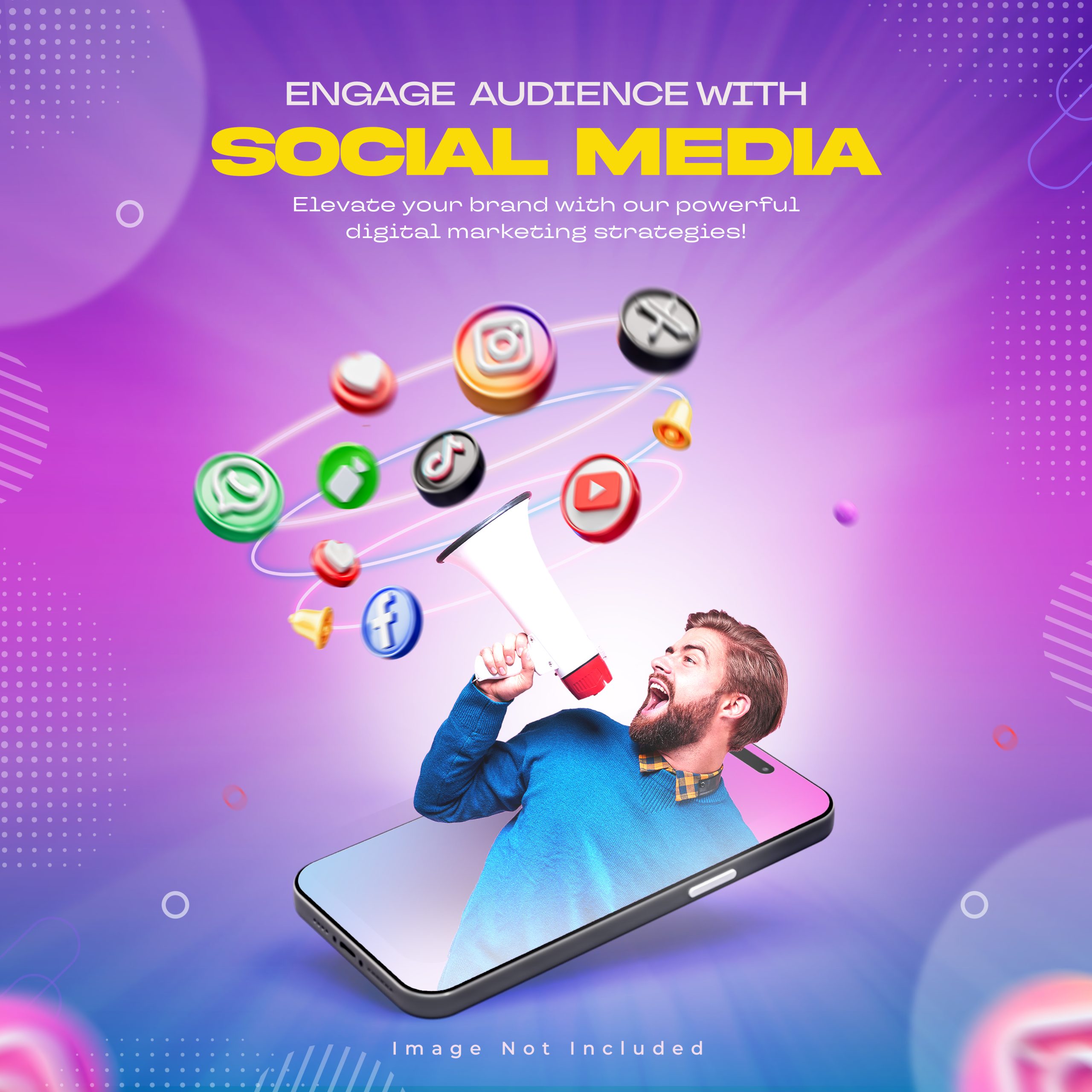 social media marketing post template with social networking logo